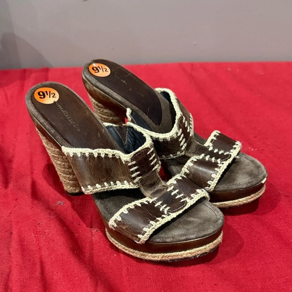 Womens brown leather heels